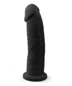 9 inch Realistic Girthy Silicone Dual Density Dildo with Suction Cup Black