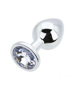 Toosh Silver Metal Butt Plug Medium Clear Stone