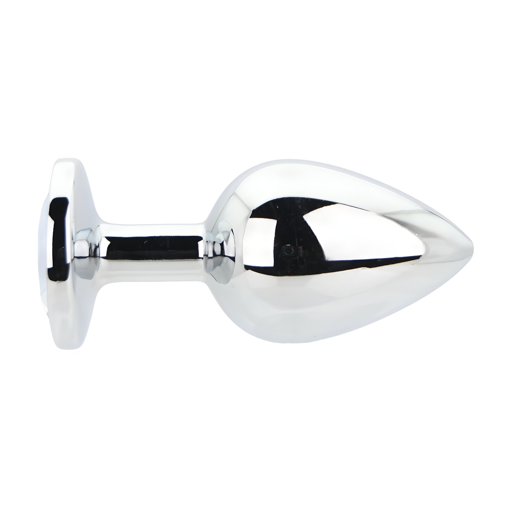 Toosh Silver Metal Butt Plug Large Clear Stone