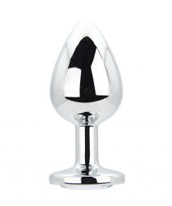 Toosh Silver Metal Butt Plug Large Clear Stone