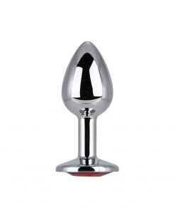Toosh Silver Metal Butt Plug Small Red Stone