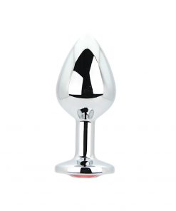 Toosh Silver Metal Butt Plug Medium Red Stone
