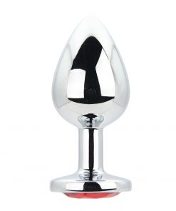 Toosh Silver Metal Butt Plug Large Red Stone