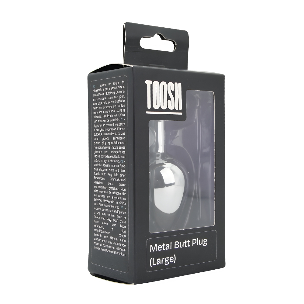 Toosh Silver Metal Butt Plug Large Red Stone