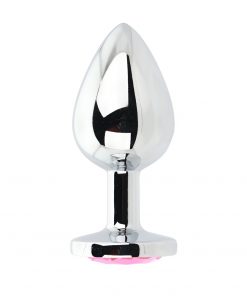 Toosh Silver Metal Butt Plug Large Pink Stone