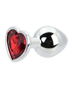 Toosh Heart Shaped Silver with Red Stone Medium