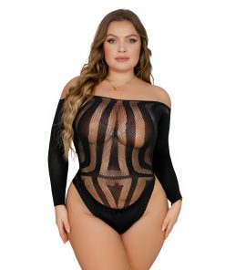 Lace by LJ Plus Size Long Sleeved Cut Out Back Bodysuit - Wicked Sex Toys
