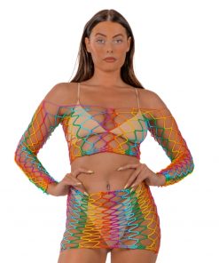 Lace by LJ Rainbow Crop Top and Skirt Set