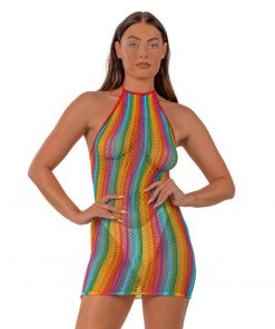 Lace by LJ Rainbow Halter Neck Dress