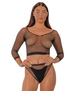Lace by LJ Fence Net Crop Top and Bottoms