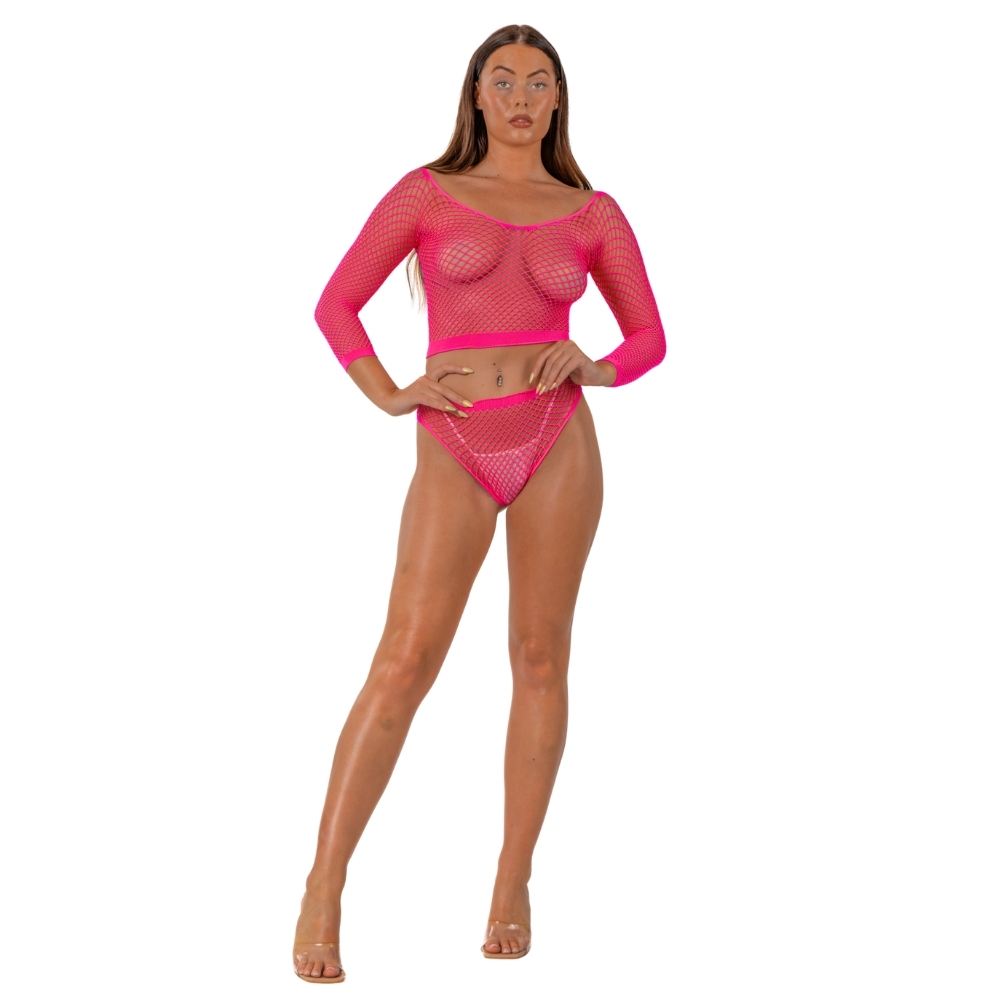 Lace by LJ Fence Net Crop Top and Bottoms