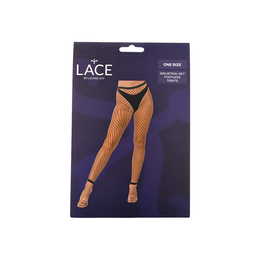 Lace by LJ One Size Industrial Net Footless Tights Black