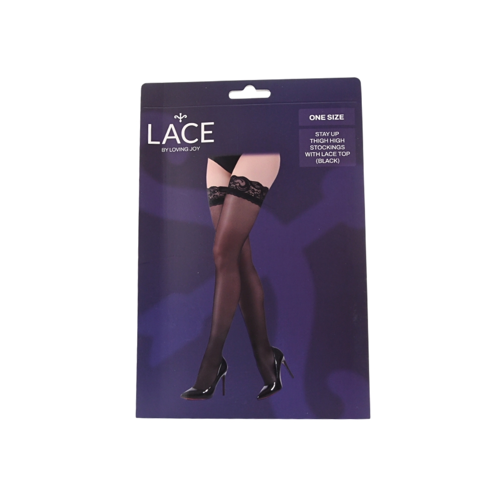 Lace by LJ Stay Up Thigh High Stockings with Lace Top