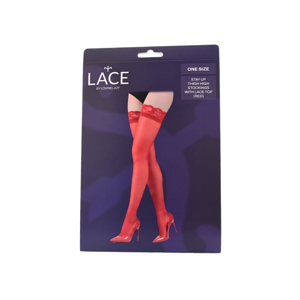 Lace by LJ Stay Up Thigh High Stockings with Lace Top